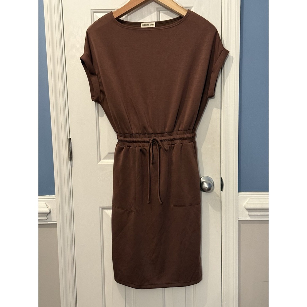Charlotte Avery Brown Modal T-Shirt Dress S minimalist classic  athletic Lounge